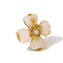 Load image into Gallery viewer, Bold acrylic flower statement ring for women with vibrant colorful petals
