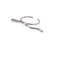 Load image into Gallery viewer, Waterproof stainless steel ring with elongated pipe element and luxury gold finish

