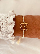 Load image into Gallery viewer, Adjustable rope bracelet with butterfly stainless steel charm and colourful braided cord

