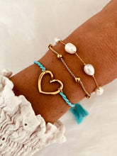 Load image into Gallery viewer, Adjustable braided rope bracelet with gold stainless steel charm for everyday wear
