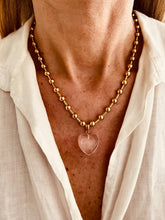 Load image into Gallery viewer, heart pendant necklace styled with elegant outfit romantic jewelry look
