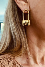 Load image into Gallery viewer, Modern geometric lock earrings for women
