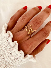 Load image into Gallery viewer, Gold botanical statement ring with textured organic design
