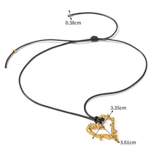 Load image into Gallery viewer, gold lava heart pendant necklace black wax rope stainless steel glam rock style
