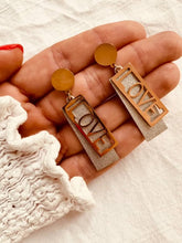 Load image into Gallery viewer, LOVER - Stainless steel LOVE earrings with sanded rectangle
