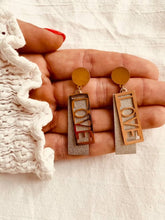 Load image into Gallery viewer, LOVER - Stainless steel LOVE earrings with sanded rectangle
