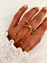 Load image into Gallery viewer, Waterproof gold ring with statement bow design and graceful movement details
