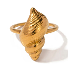 Load image into Gallery viewer, adjustable-coastal-shell-statement-ring-in-gold
