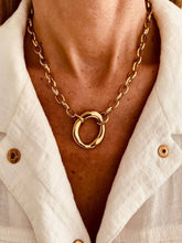 Load image into Gallery viewer, Gold chain necklace worn by a person with a white shirt
