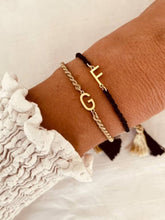 Load image into Gallery viewer, Stackable initial bracelet with gold-plated charm
