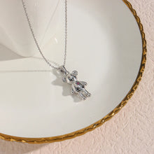 Load image into Gallery viewer, pink zirconia stars teddy pendant detail
