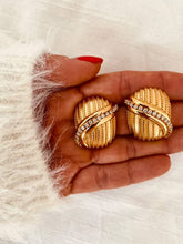 Load image into Gallery viewer, RAHELA - Cross Line Rhinestone Statement earrings
