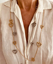 Load image into Gallery viewer, Heart charm necklace styled with outfit
