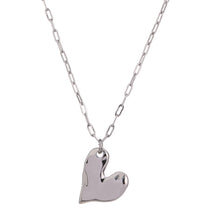 Load image into Gallery viewer, Silver stainless steel heart pendant necklace featuring a unique textured heart charm on a fine chain suitable for casual and elegant styling
