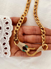 Load image into Gallery viewer, snake head and tail necklace cubic zirconia

