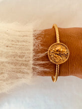 Load image into Gallery viewer, Stainless steel cuff bracelet with 18K gold plating classic portrait design
