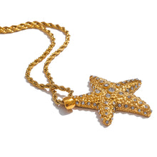 Load image into Gallery viewer, Close-up of starfish pendant showing detailed zirconia sparkle

