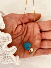 Load image into Gallery viewer, Susan gold-plated necklace featuring a turquoise heart stone and zircon-decorated stainless steel charm
