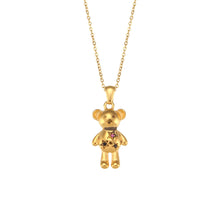 Load image into Gallery viewer, teddy bear pendant pink cubic zirconia detail
