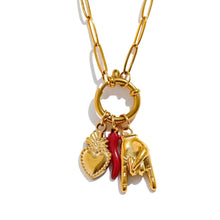 Load image into Gallery viewer, Close-up of charm pendant necklace showing detailed stainless steel charms
