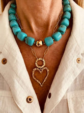 Load image into Gallery viewer, Fashionable hammered heart necklace with adjustable chain
