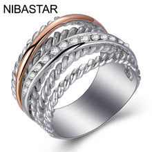 Učitaj sliku u preglednik galerije, Luxury women's Designer rings unique jewelry one row gold-color pave setting one row Crystal Accessories Big ring
