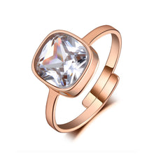 Load image into Gallery viewer, Lokaer Sparkling Design Titanium Stainless Steel Wedding Ring Jewelry Rose Gold Mosaic CZ Crystal Party Rings For Women R19156
